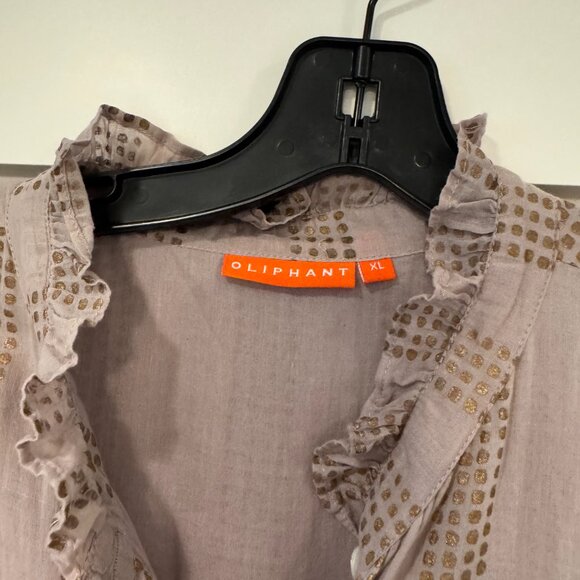 Oliphant Grey and Gold Flutter Sleeve  Belted Dress - Picture 7 of 14